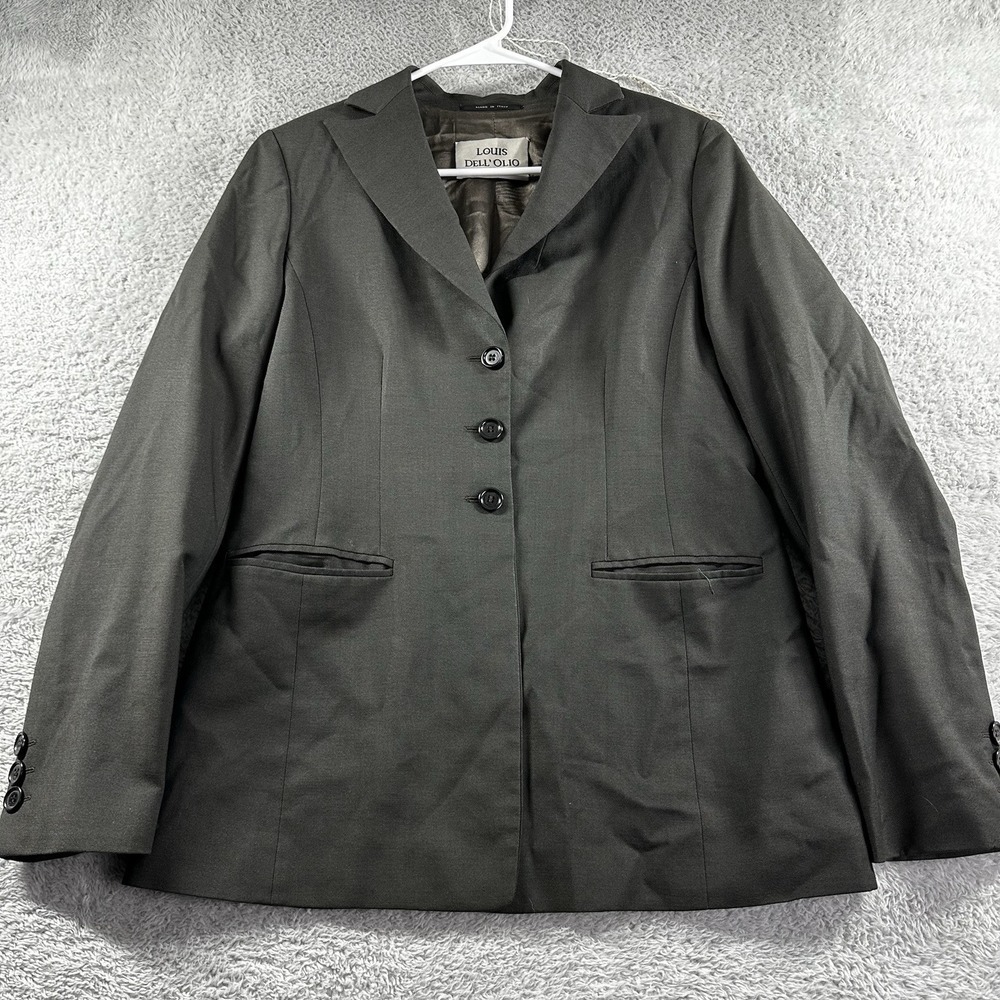 Vintage Louis Dell'Olio Wool Blazer Womens 10 Gray Three Button Workwear Office - Picture 2 of 12